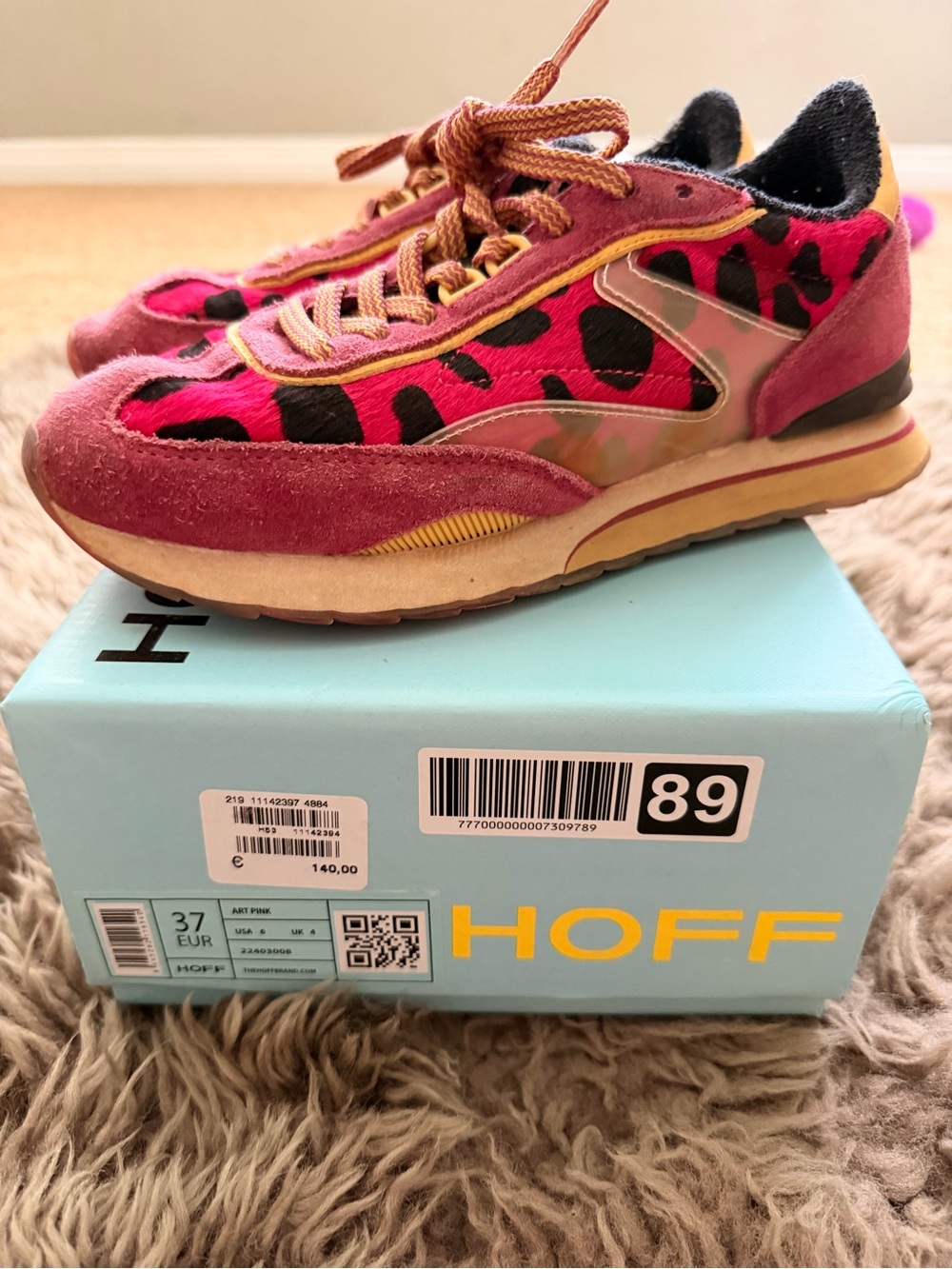 HOFF Pink Leopard Print Suede Sneakers